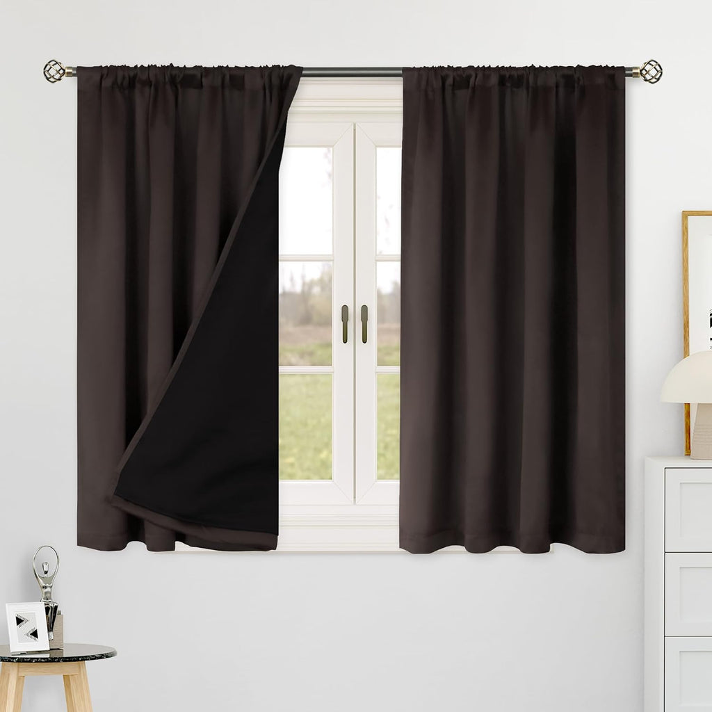 BGment Blackout Curtains 48 Inches Long for Small Window, 100% Blackout Thermal Insulated Room Darkening Rod Pocket and Back Tab Curtain…