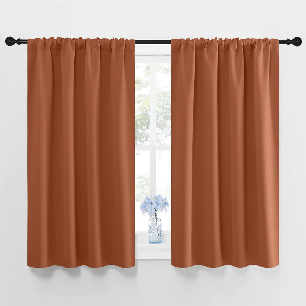 NICETOWN Blackout Curtains and Drapes - Thermal Insulated Solid Rod Pocket Blackout Draperies/Panels (Burnt Orange, 1 Pair, 42 by 48 inches)