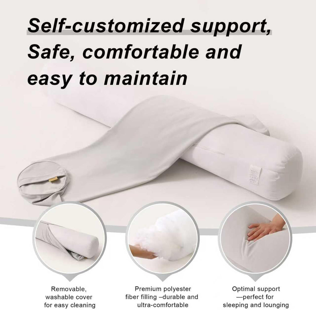 Body Pillow for Adults, Long Round Pillow, Big Cylindrical Pillow, Large Full Bolster Pillows for Side Sleepers (Silver Gray, 39.37"*7.87")