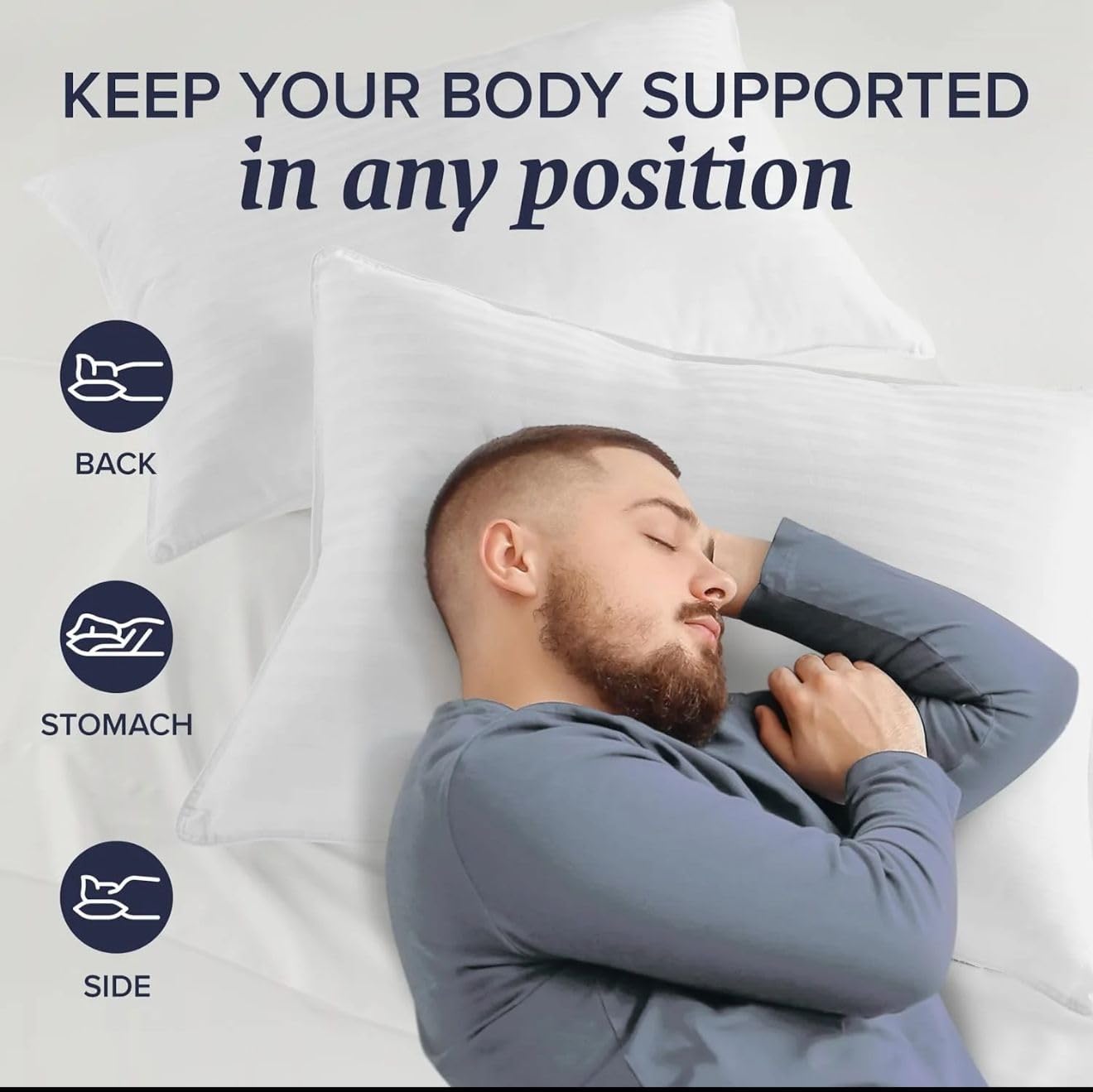 Bed Pillows Queen Size Pack of 2, Comfortable Pillows for Stomach, Back and Side Sleeper