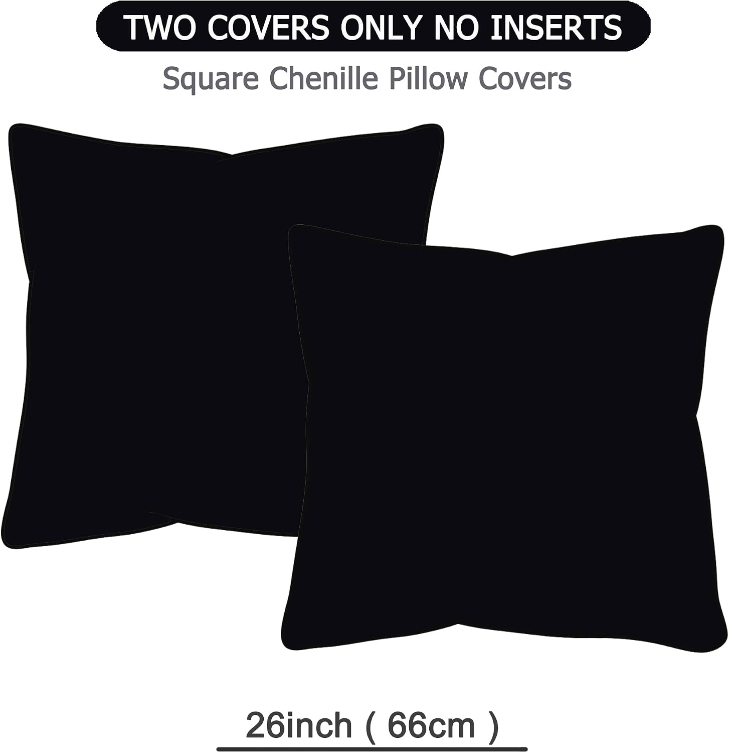 Gawamay Set of 2 Soft Textured Chenille Throw Pillow Covers 26x26 Inch (66x66 CM), Decorative Pillowcases Cushion Covers for Farmhouse Home…