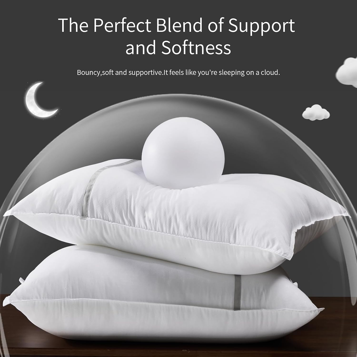 Bed Pillows Standard Size Set of 4, Medium Firm Hotel Pillows for Sleeping, Cooling Pillows for Side & Back Sleepers, Down Alternative…