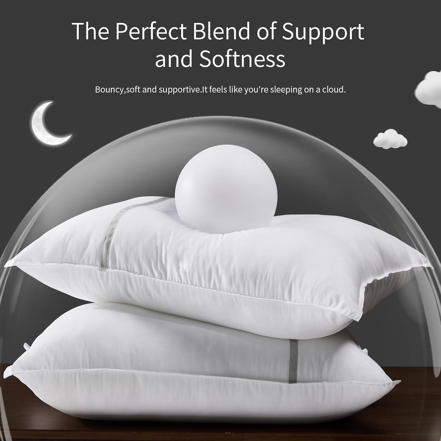 Bed Pillows Queen Size Set of 2, Medium Firm Hotel Pillows for Sleeping, Cooling Pillows for Side & Back Sleepers, Down Alternative…