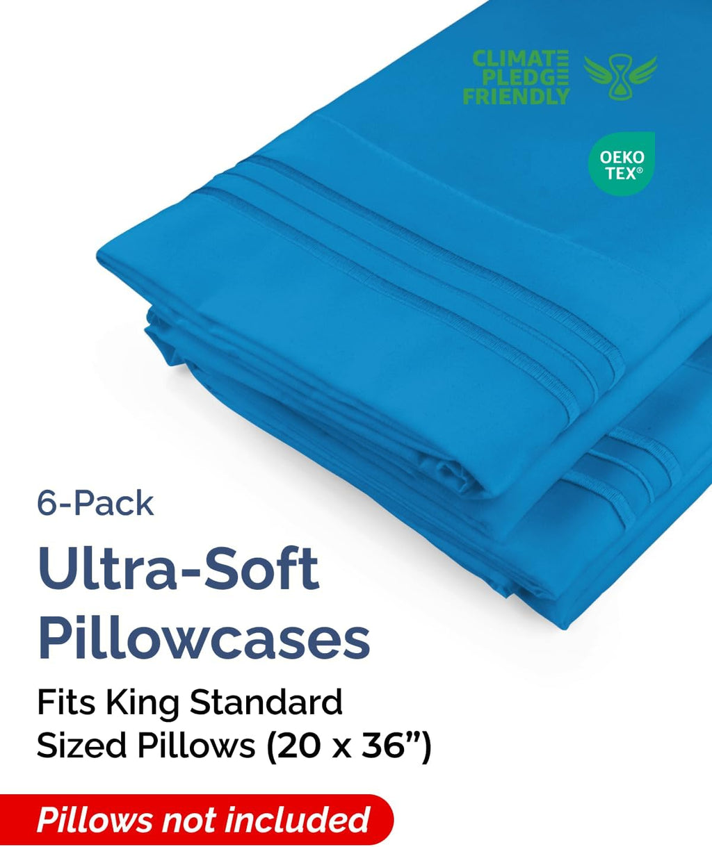 King Standard Pillow Cases Set of 6 - Ultra Soft Hotel Quality Pillowcase Covers - Comfy & Wrinkle Free - Shrink & Fade Resistant…