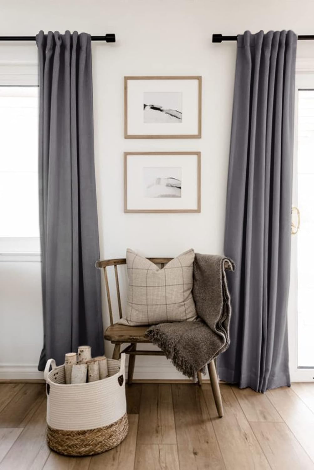 100BlackoutShield 100% Blackout Shield Linen Blackout Curtains for Bedroom 72 Inches Long, Back Tab/Rod Pocket Living Room Drapes, Thermal…
