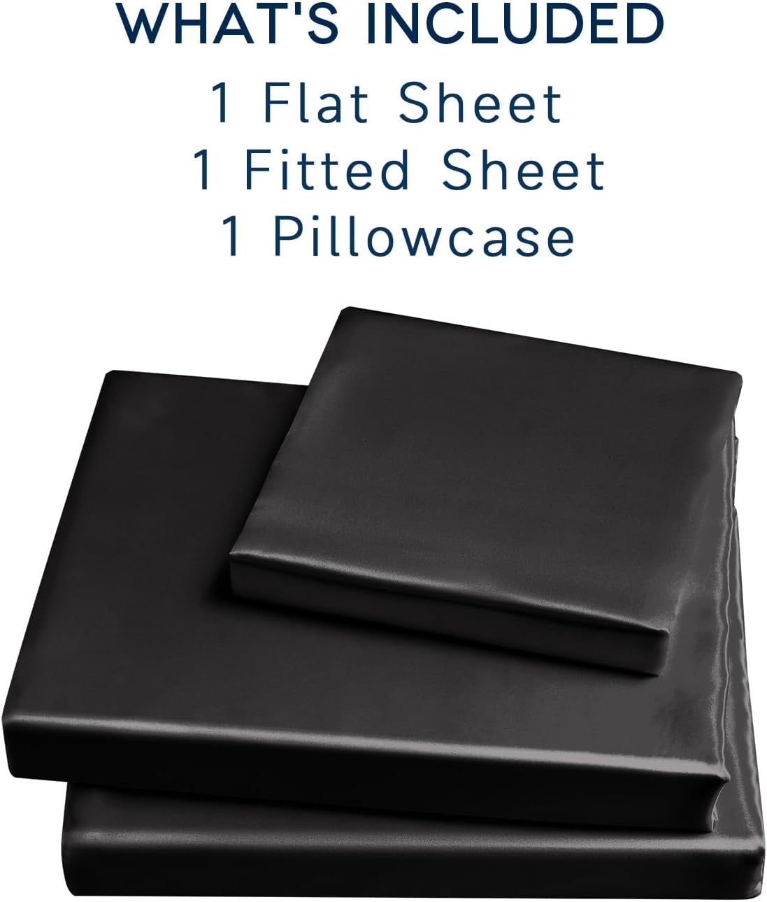 Golal Satin Sheets Twin Size - 3 Pieces Luxury Silky Soft Bed Sheets for Kids, Wrinkle-Free Black Satin Silk Sheet Set with 1 Deep Pocket F…