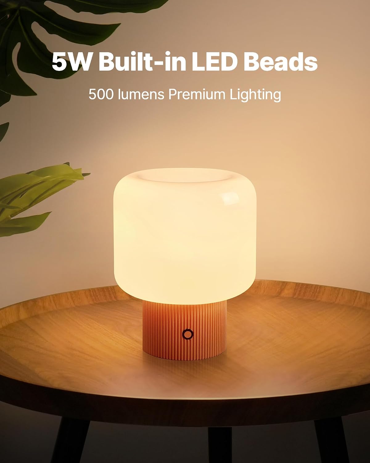 MAGCHARM Halo Mushroom Lamp, 5W Cute Cordless Rechargeable Table Lamp with Glass Shade, 3-Color Dimmable Small Retro Touch Bedside Lamp…