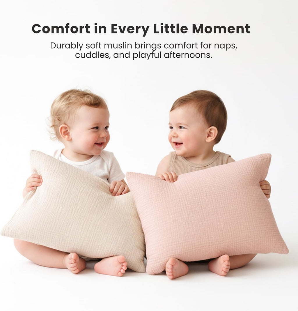 Konssy Muslin Toddler Pillowcase for 13x18 Pillow, 2 Pack Soft & Breathable Cotton Toddler Pillow Case, 100% Cotton Travel Pillow Covers fo…