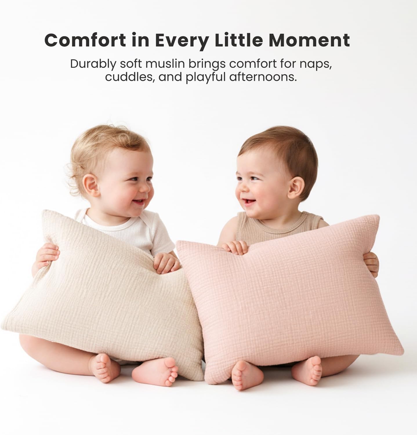 Konssy Muslin Toddler Pillowcase for 13x18 Pillow, 2 Pack Soft & Breathable Cotton Toddler Pillow Case, 100% Cotton Travel Pillow Covers fo…
