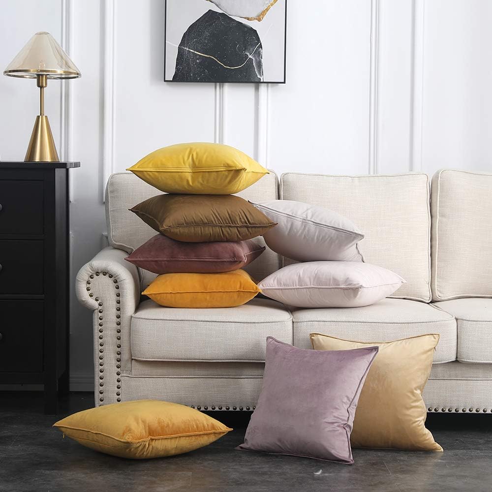 Miulee Jam Velvet Throw Pillow Covers 20x20 Soft Decorative Solid Square Cushion Cases Pack of 2 Modern Luxury Home Decor for Couch, Sofa,…