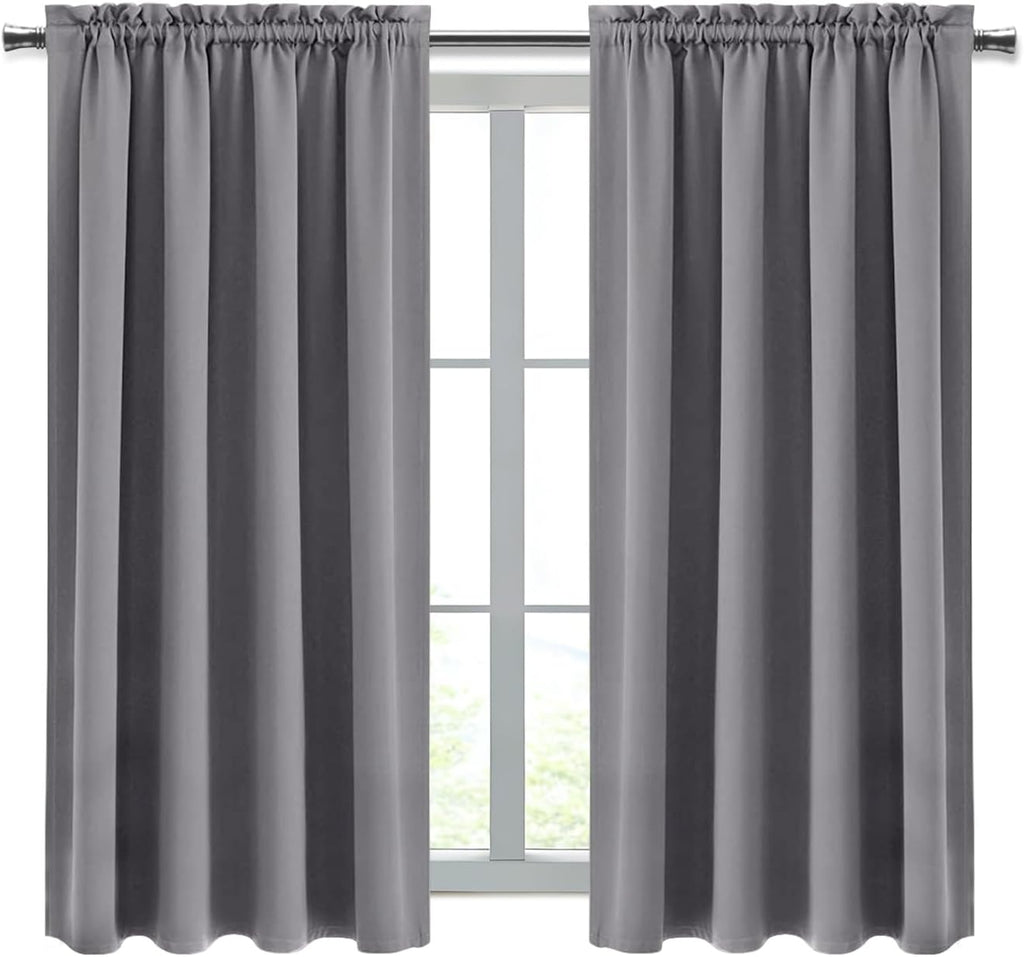 Dwcn Grey Room Darkening Blackout Curtains - Thermal Insulated Privacy Energy Saving Window Curtain Drapes 52 x 54 inch Length, Set of 2 Be…