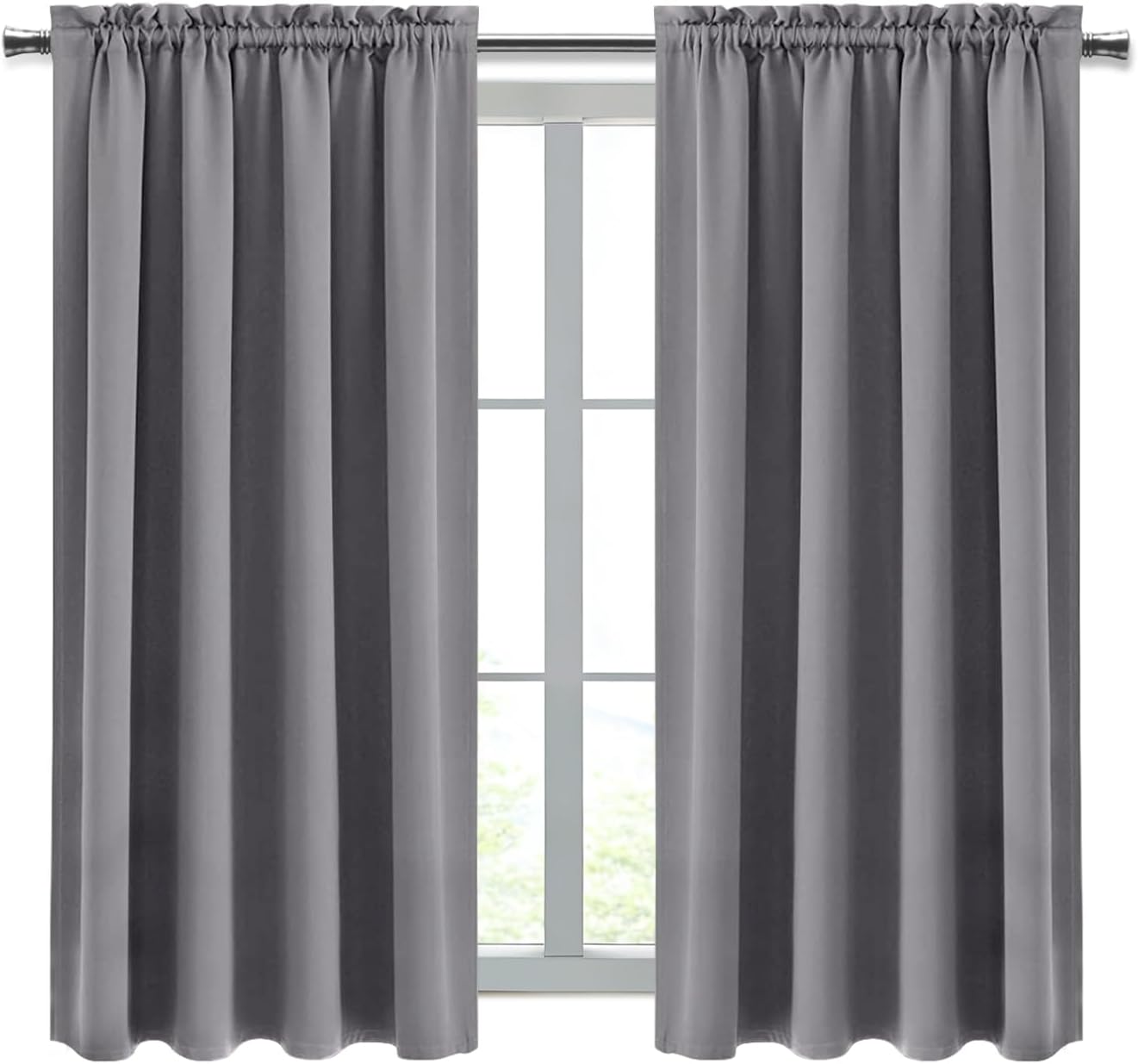 Dwcn Grey Room Darkening Blackout Curtains - Thermal Insulated Privacy Energy Saving Window Curtain Drapes 52 x 54 inch Length, Set of 2 Be…