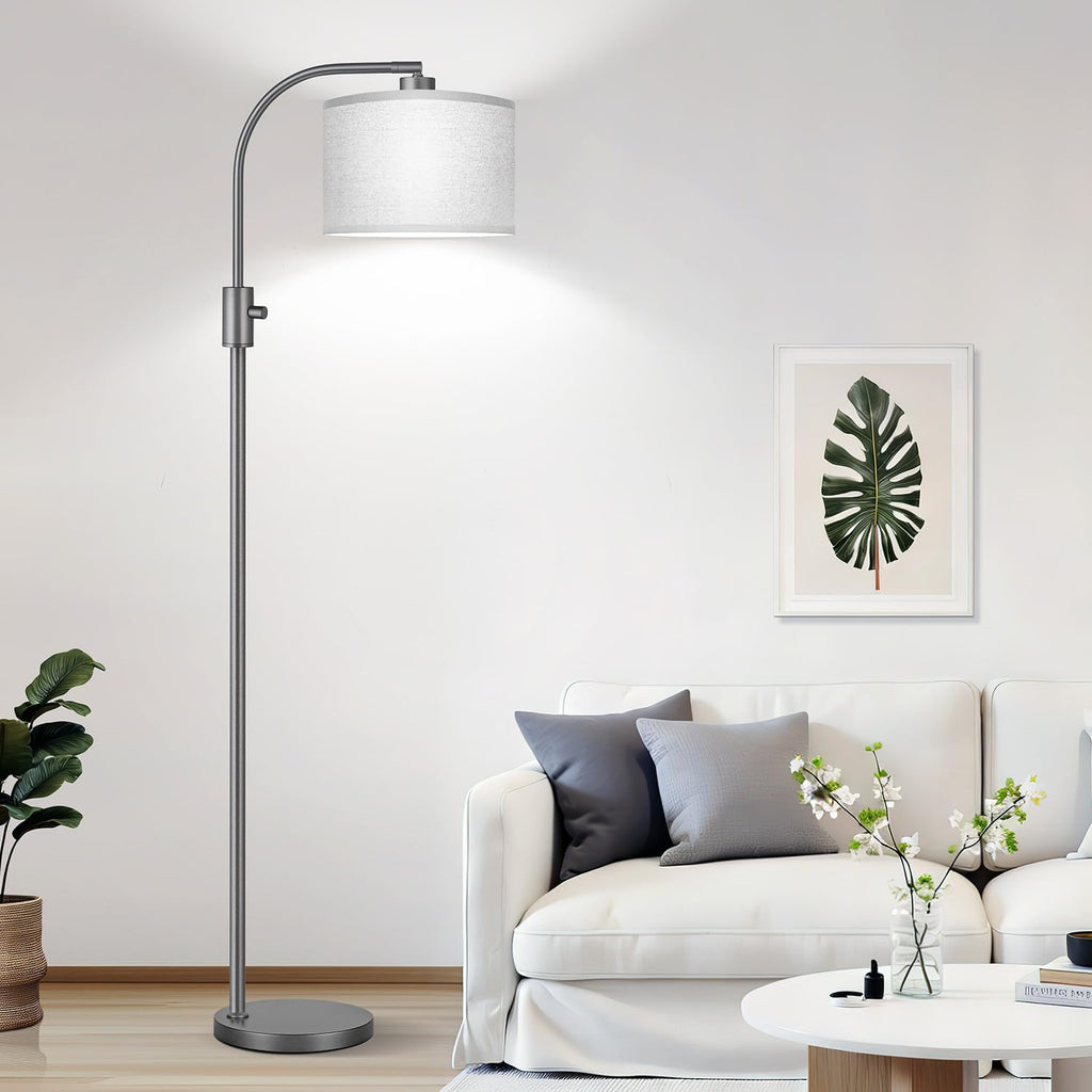 Nintiue Upgraded Modern Arc Dimmable Tall Standing Floor Lamp with Gray Shade, 1200 Lumens LED Bulb Included, for Living & Reading Room…