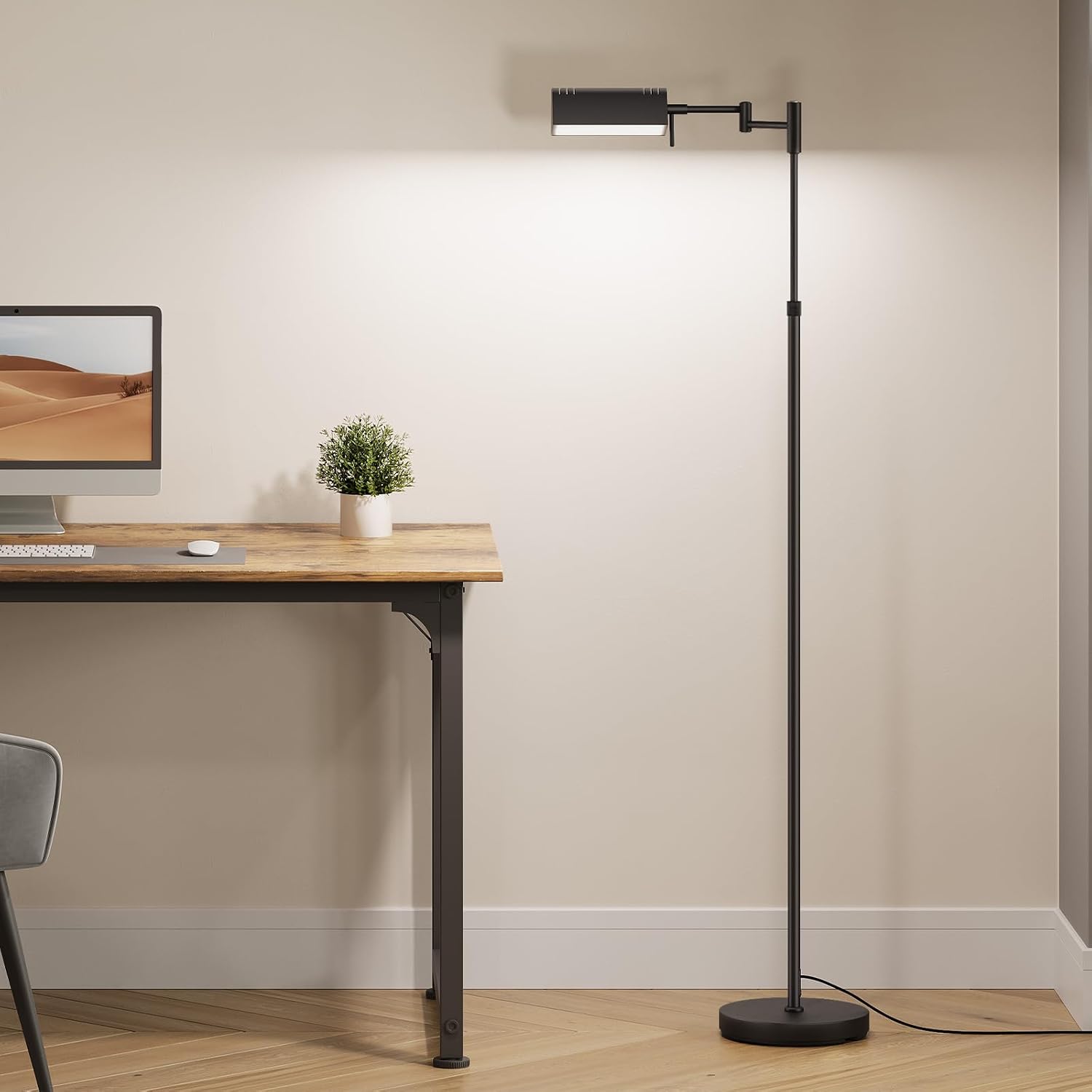 SUNMORY Dimmable LED Pharmacy Floor Lamp, 16W/1500LM Bright Reading Floor Lamp with Remote & Touch Control, 350°Swing Arm, Adjustable…