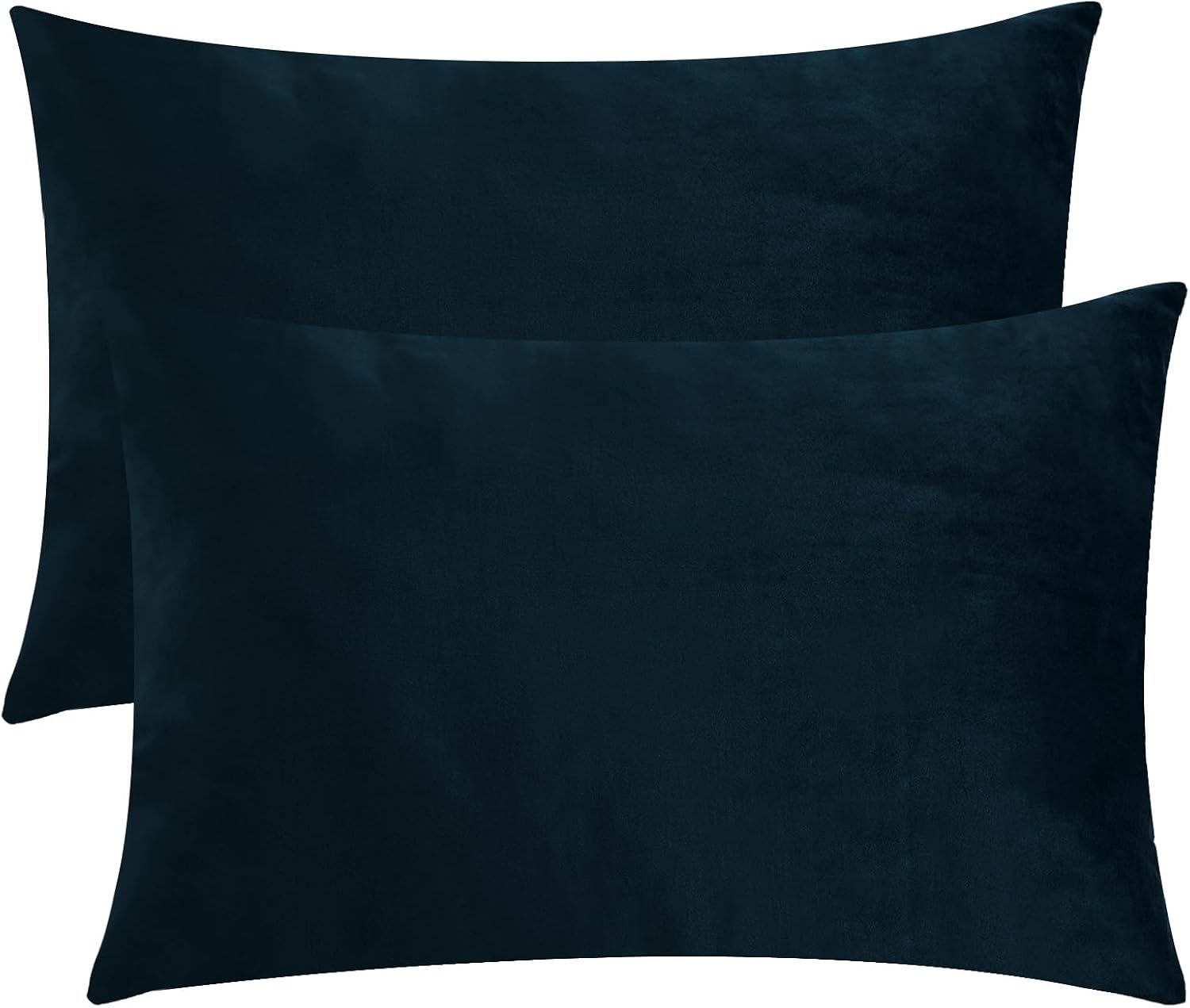 StangH Bed Pillow Pillowcase Thick Soft Velvet Fabric Zippered Pillow Covers for Bed/Couch/Sofa, Queen Size (Navy Blue, 20 x 30 inches) Set…