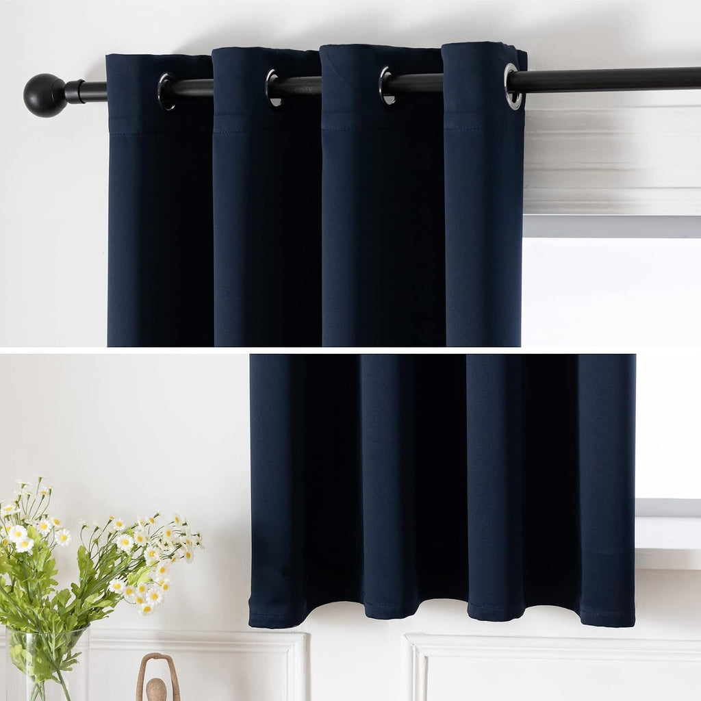 Pickluc Deep Navy Blackout Curtains 63 Inch Length 2 Panel Set, Solid Grommet Drapes for Bedroom or Living Room, Light Blocking and Thermal…