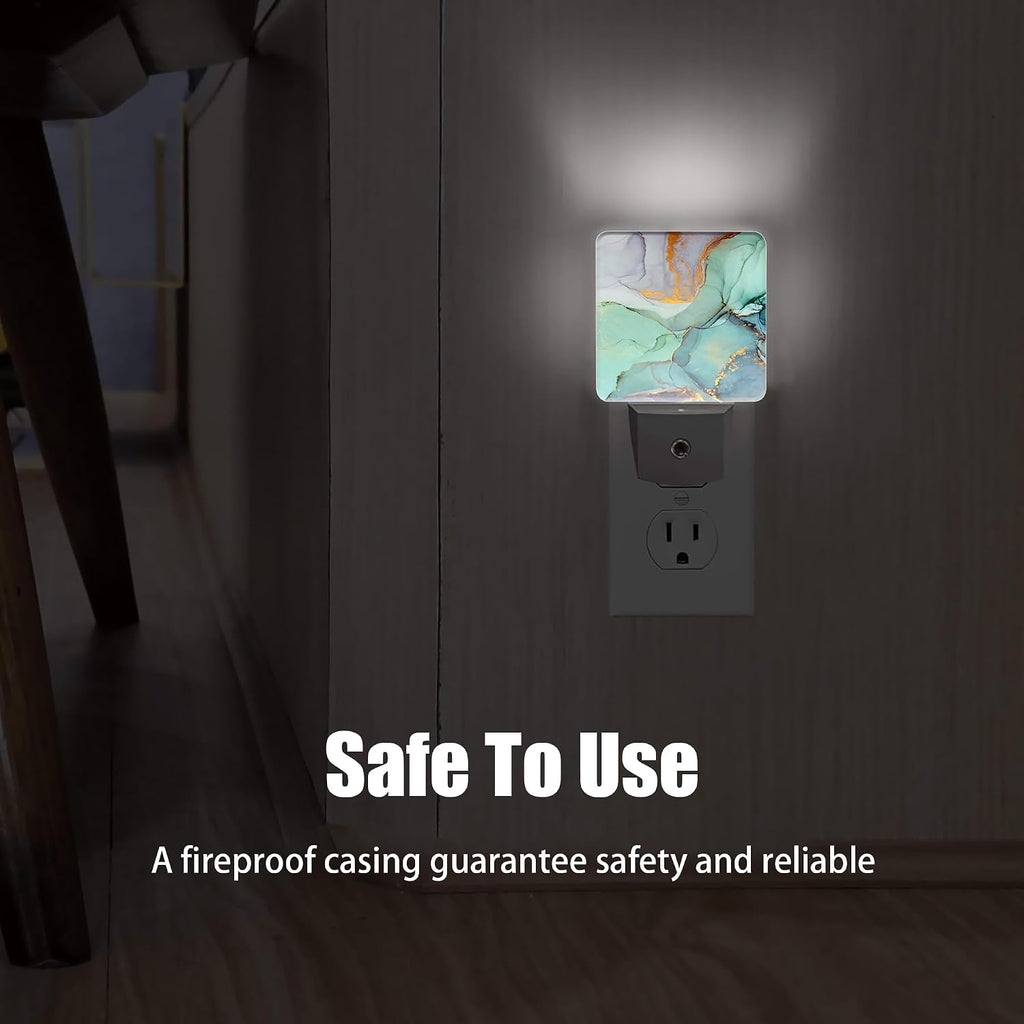 Green Marble Dusk to Dawn Night Light, Auto Sensor Lamp Home Indoor Stairway Kitchen Corridor, Night Lights Plug into Wall Decor, Boys…