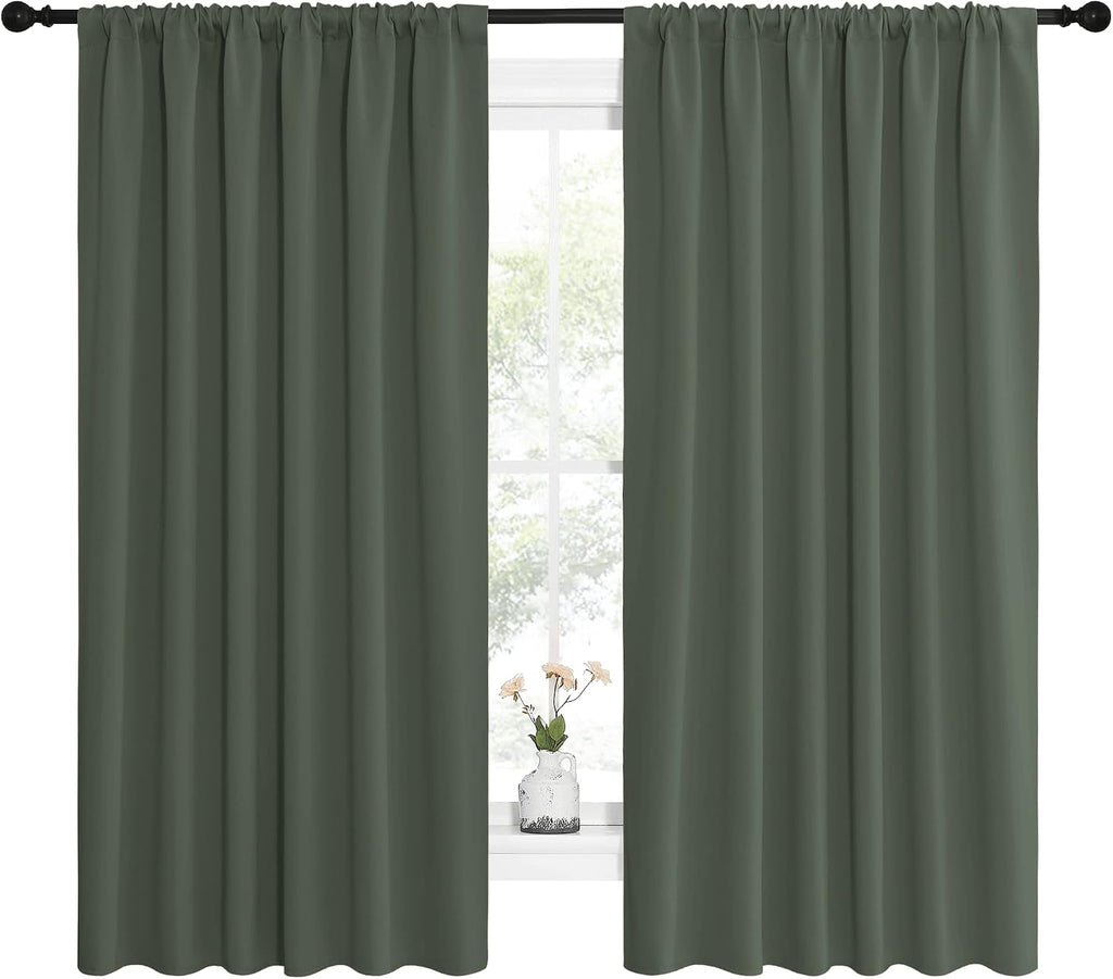 NICETOWN Bedroom Curtains Blackout Draperies - All Season Thermal Insulated Solid Rod Pocket Top Blackout Curtains/Drapes for Kid's Room…