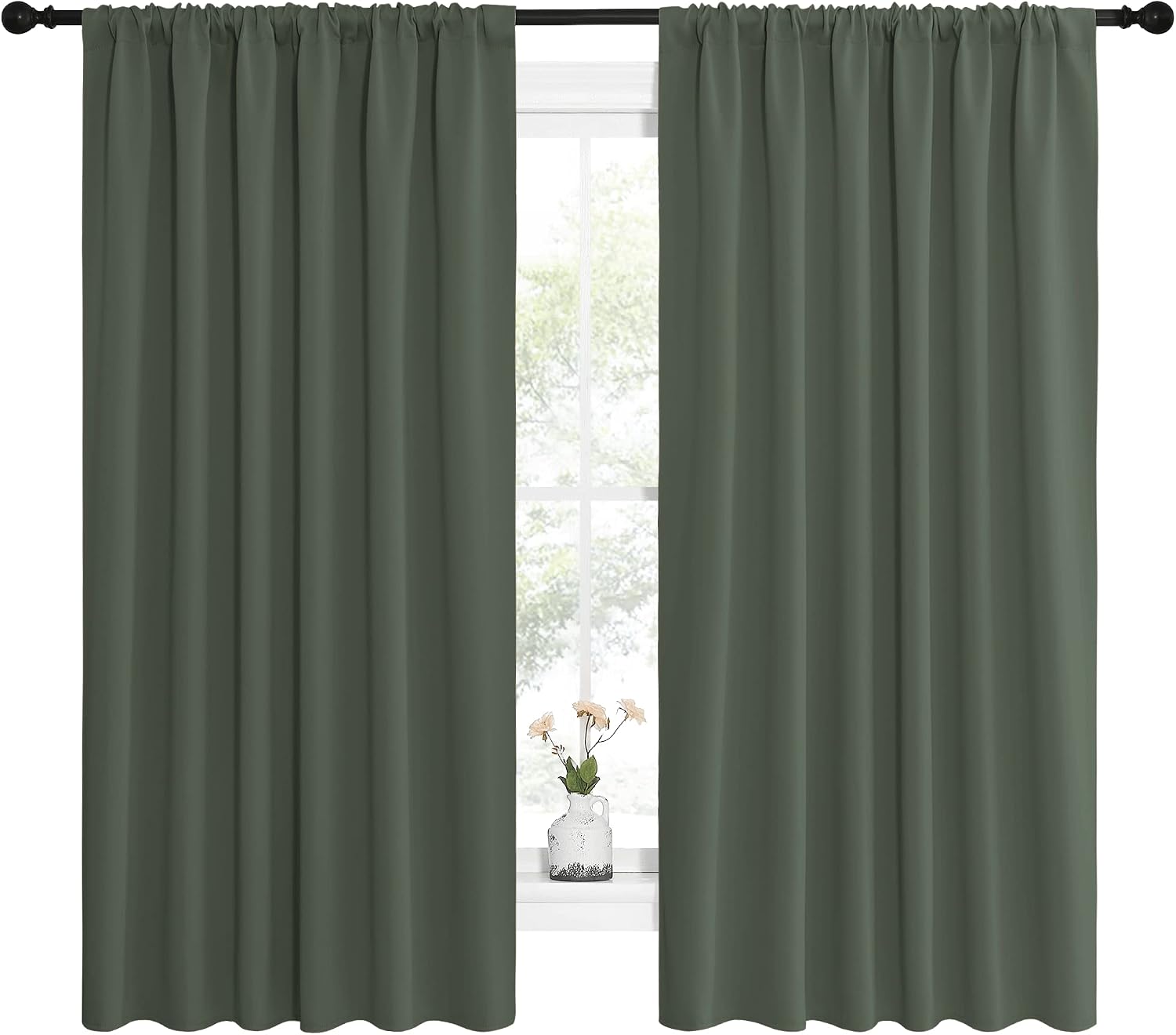 NICETOWN Bedroom Curtains Blackout Draperies - All Season Thermal Insulated Solid Rod Pocket Top Blackout Curtains/Drapes for Kid's Room…