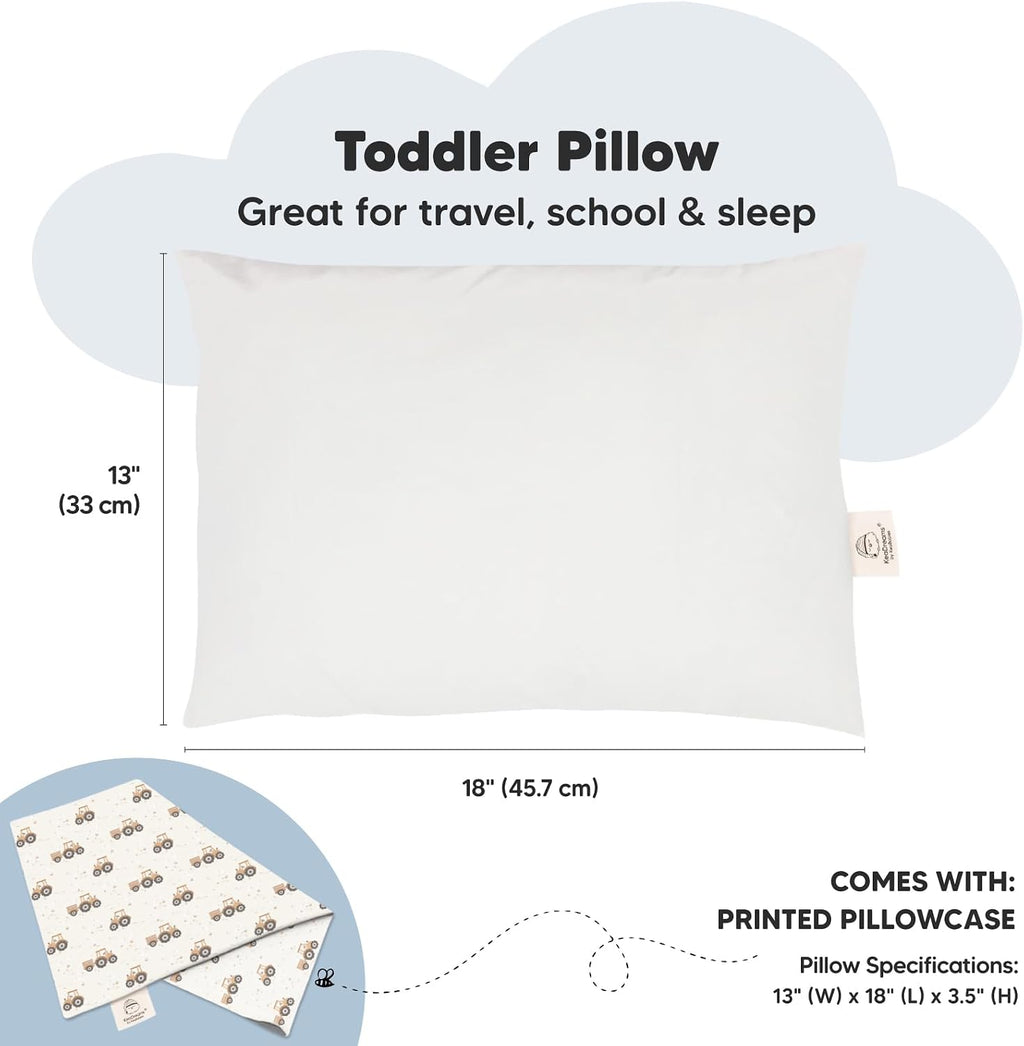 Toddler Pillow with Pillowcase - 13x18 My Little Dreamy Kids Travel Bed Pillows for Sleeping, Organic Cotton Small Pillowcase, Soft &…