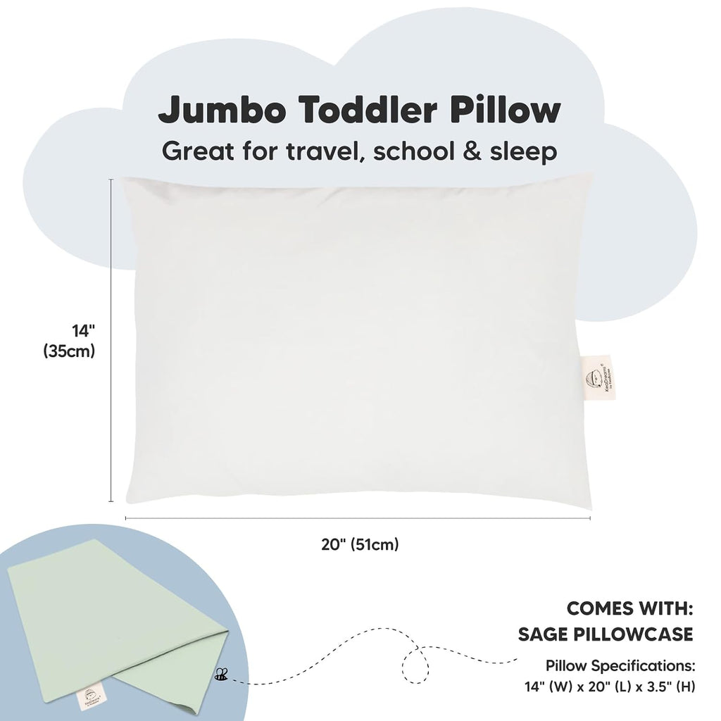 KeaBabies Toddler Pillow with Pillowcase, Jumbo 14X20 - Soft Organic Cotton Toddler Pillows for Sleeping - Machine Washable - Perfect for…