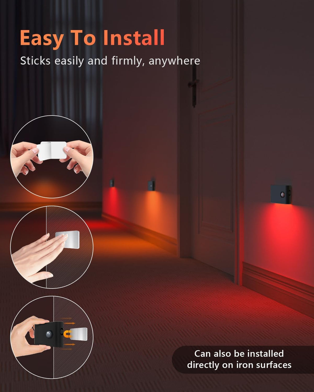 Willed Motion Sensor Light Indoor, RGB & Warm White Motion Sensor Night Light, Rechargeable Stair Lights Indoor, Color Changing Night Light…