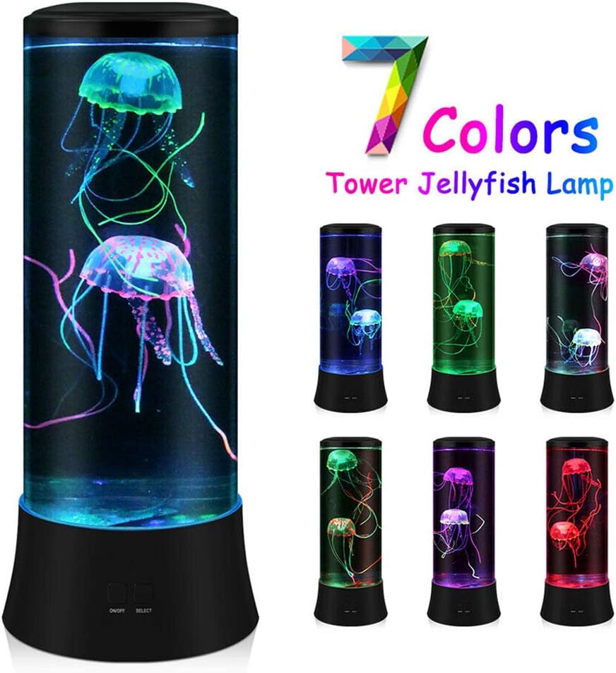 EDIER Jellyfish Lamp, LED Fantasy Jelly Fish Light, 7 Color Setting Jellyfish Tank Table Lamp Decorations for Home Office Decor Great Kids