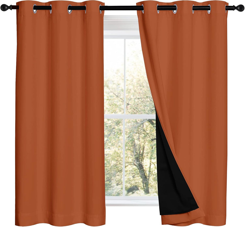 Nicetown 100% Blackout Curtains 54 inches Long, Double-Deck Completely Blackout Window Treatment Thermal Insulated Lined Drapes for Small W…