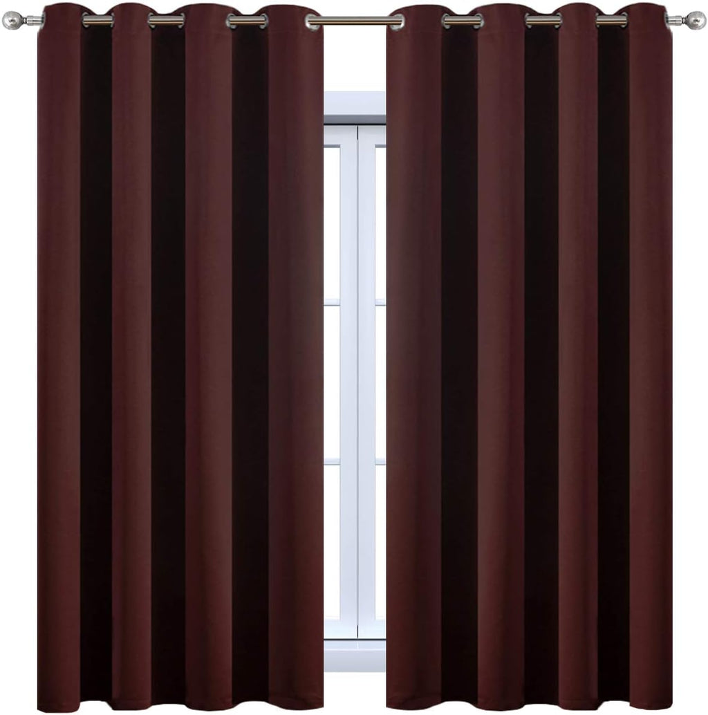 Yakamok Window Treatment Blackout Thermal Insulated Room Darkening Solid Grommet Curtains/Drapes for Bedroom Living Room (Burgundy…