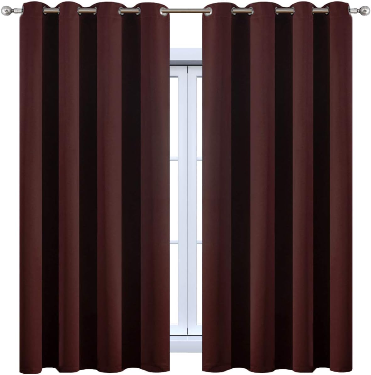 Yakamok Window Treatment Blackout Thermal Insulated Room Darkening Solid Grommet Curtains/Drapes for Bedroom Living Room (Burgundy…