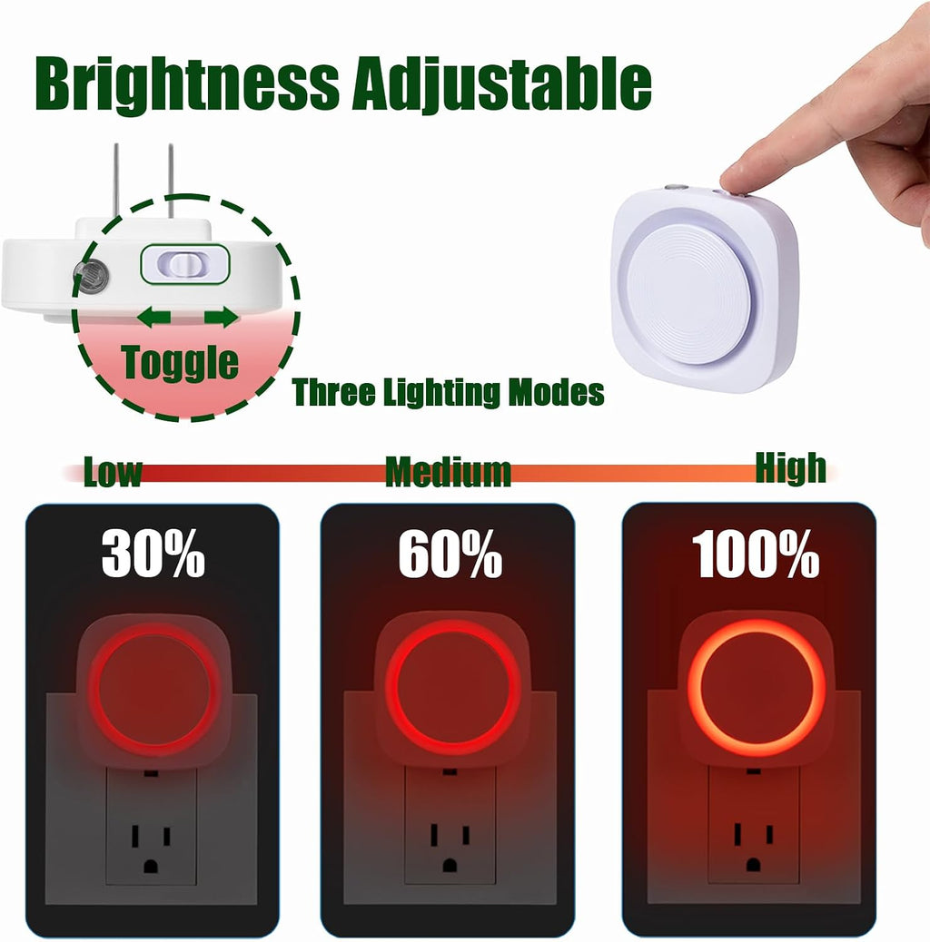 Red Night Lights Plug in to Wall,4 Packs Dimmable Night Light with Auto Dusk to Dawn Sensor, Soft Glow Night Light for Bathroom…