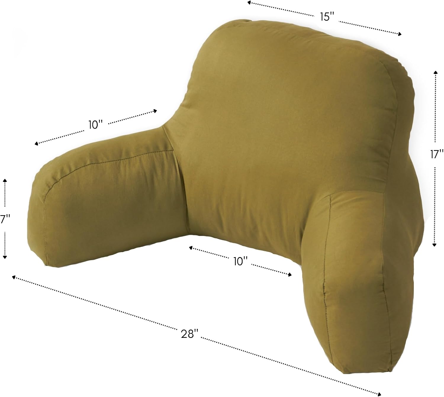 Greendale Home Fashions Cotton Duck Bed Rest Reading Pillow with Arms, Fern