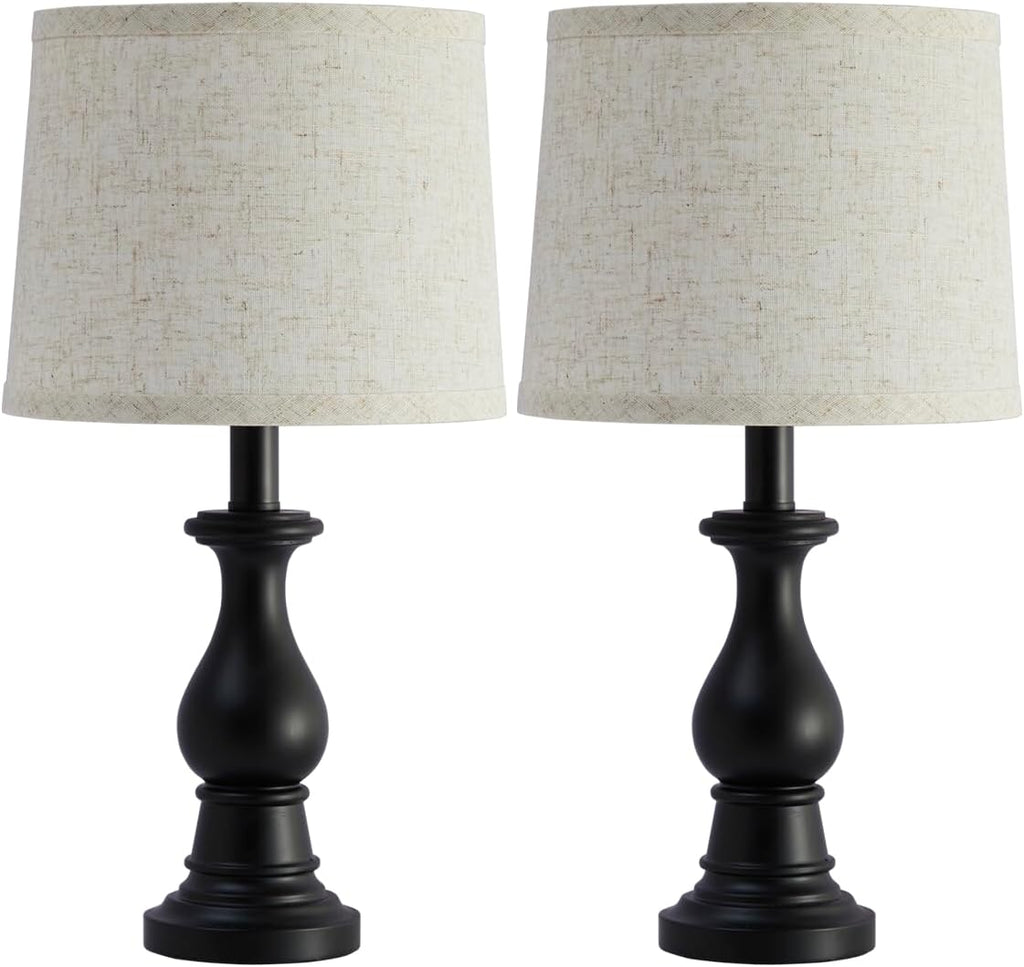 Vintage Table Lamp for Living Room Bedroom, 18.5" Farmhouse Bedside Lamps Nightstand Lamp Set of 2, Table Lamps with Oatmeal Linen Lamp…