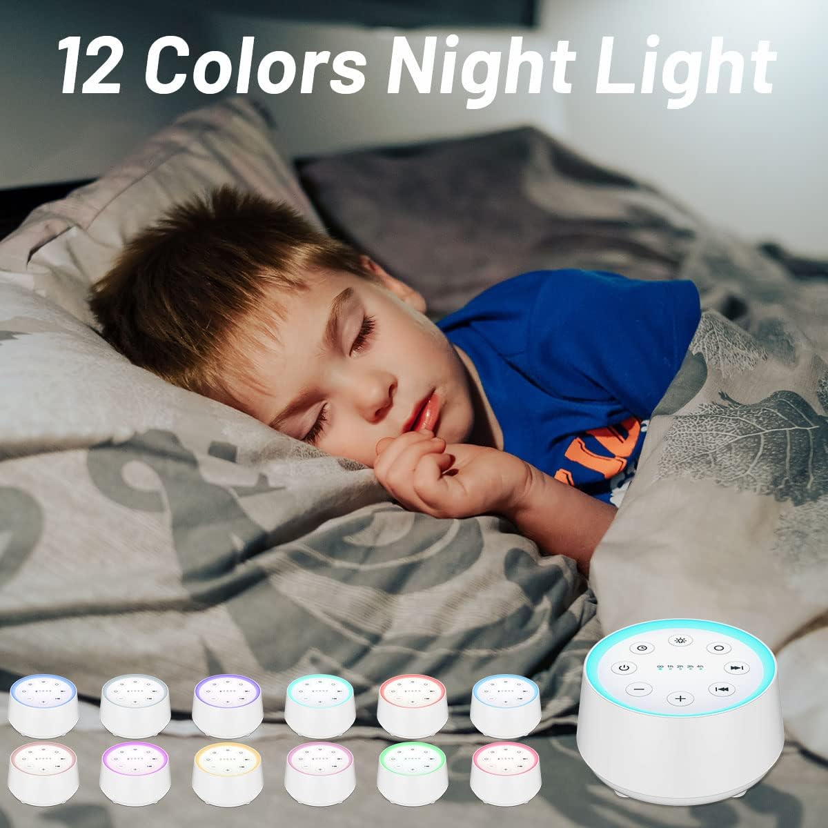 EasyHome Sleep Sound Machine White Noise Machines with 30 Soothing Sounds 12 Adjustable Night Light 10 Adjustment Brightness 32 Levels of V…