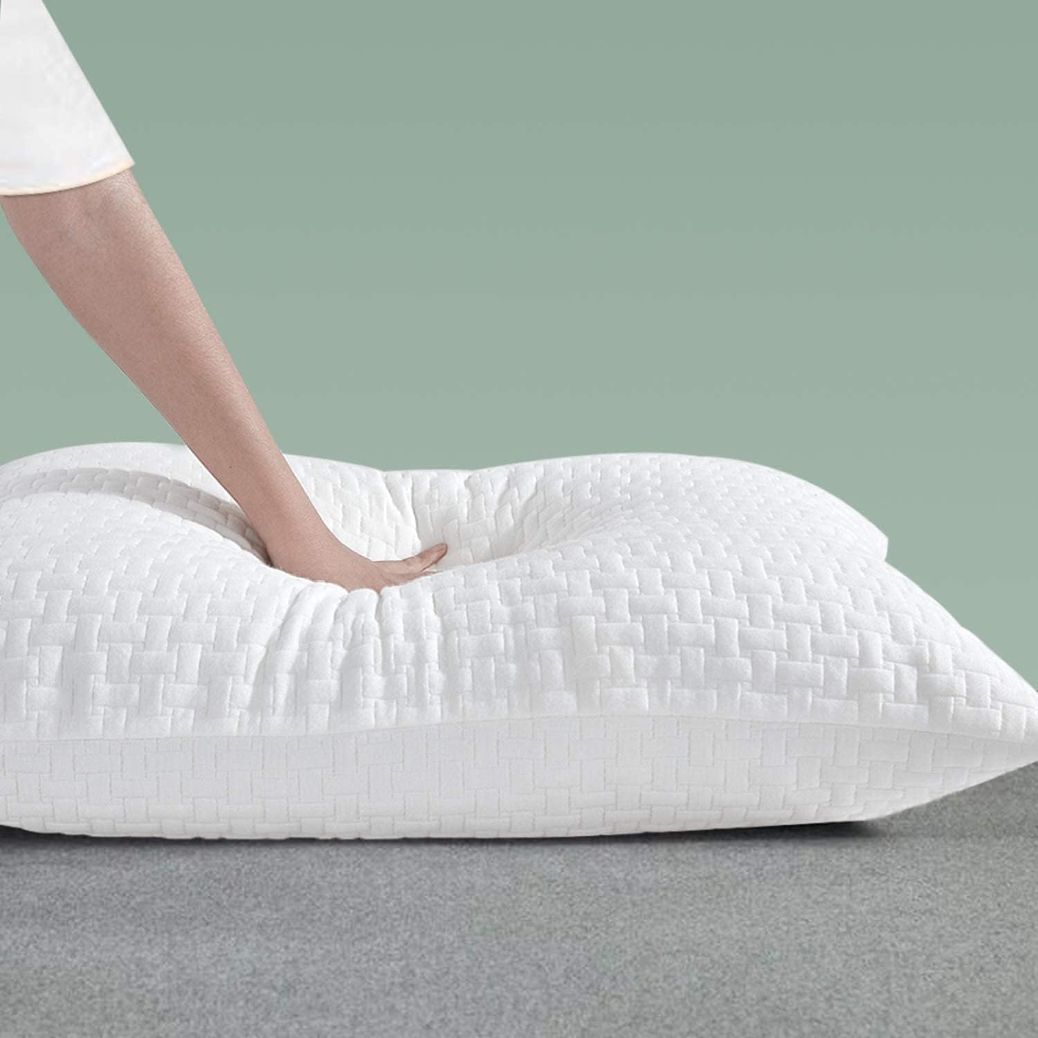 HOMBYS 2 Pcs Extra Firm Bed Pillows for Sleeping, Shredded Memory Foam Pillows Standard Size, for Side, Back, Stomach Sleepers,40%…