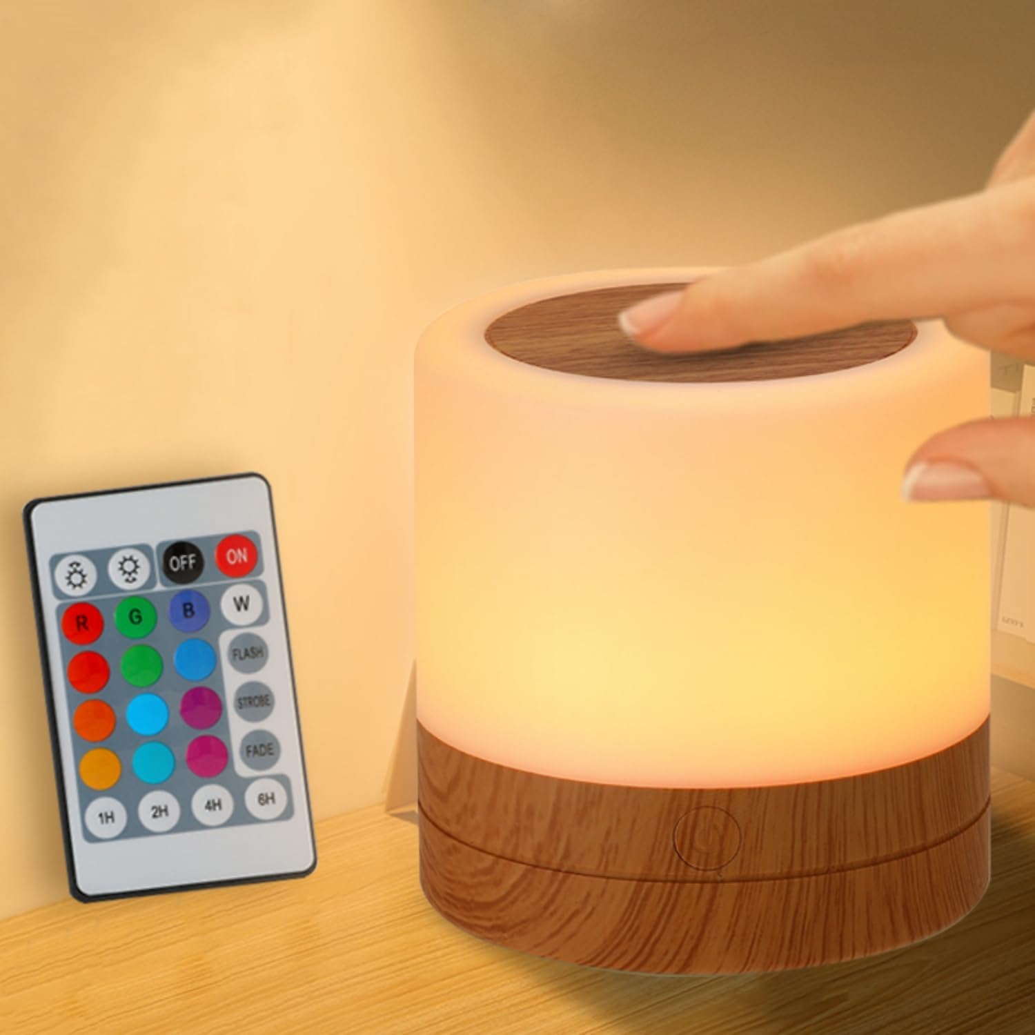 Nursery Night Light for Kids, USB Rechargeable Small Desk Lamp,13 RGB Colors & 4 Brightness & 1 Remote, Touch Bedside Cordless Table…