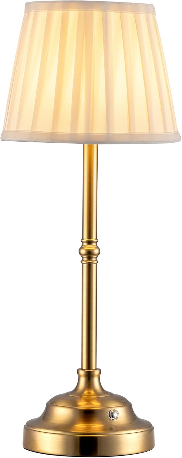 KDG Portables Cordless Table Lamp, Fabric Shade Desk Lamp, 4000mAh Rechargeable Battery Powered Lighting, Dimmable Light for Dining Room…