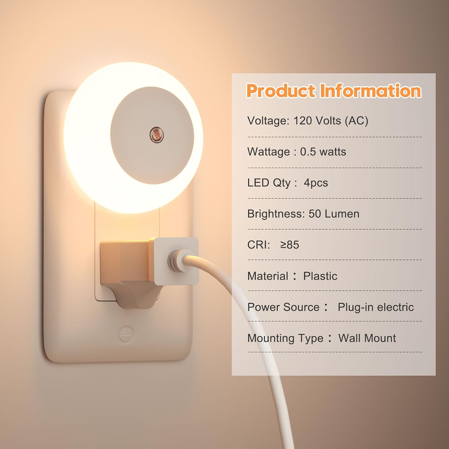 fesnne Night Light, Night Lights Plug into Wall, Dusk to Dawn Sensor Warm White Led Night Light 0.5W, 2 Pack Nightlight for Adults…