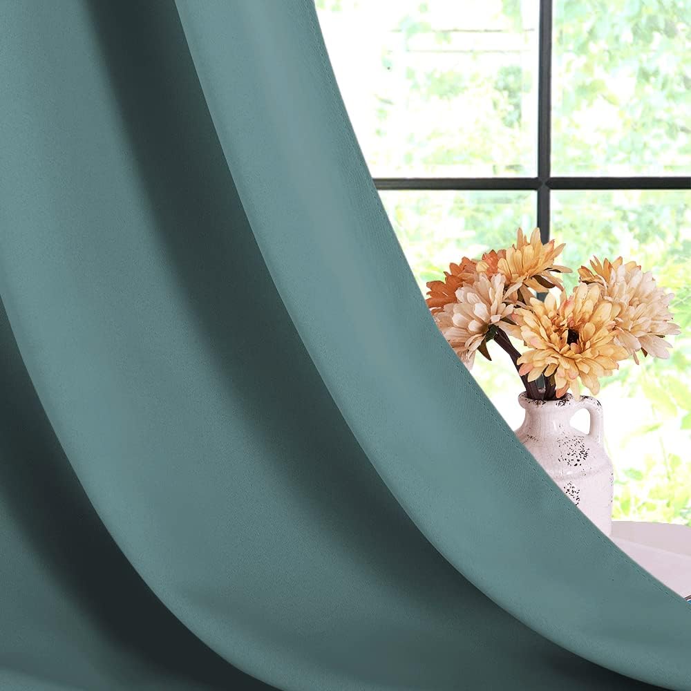 NICETOWN Modern Blackout Curtains Noise Reducing, Greyish Blue, 2 Panels, W42 x L60 -Inch, Thermal Insulated and Privacy Room Darkening…