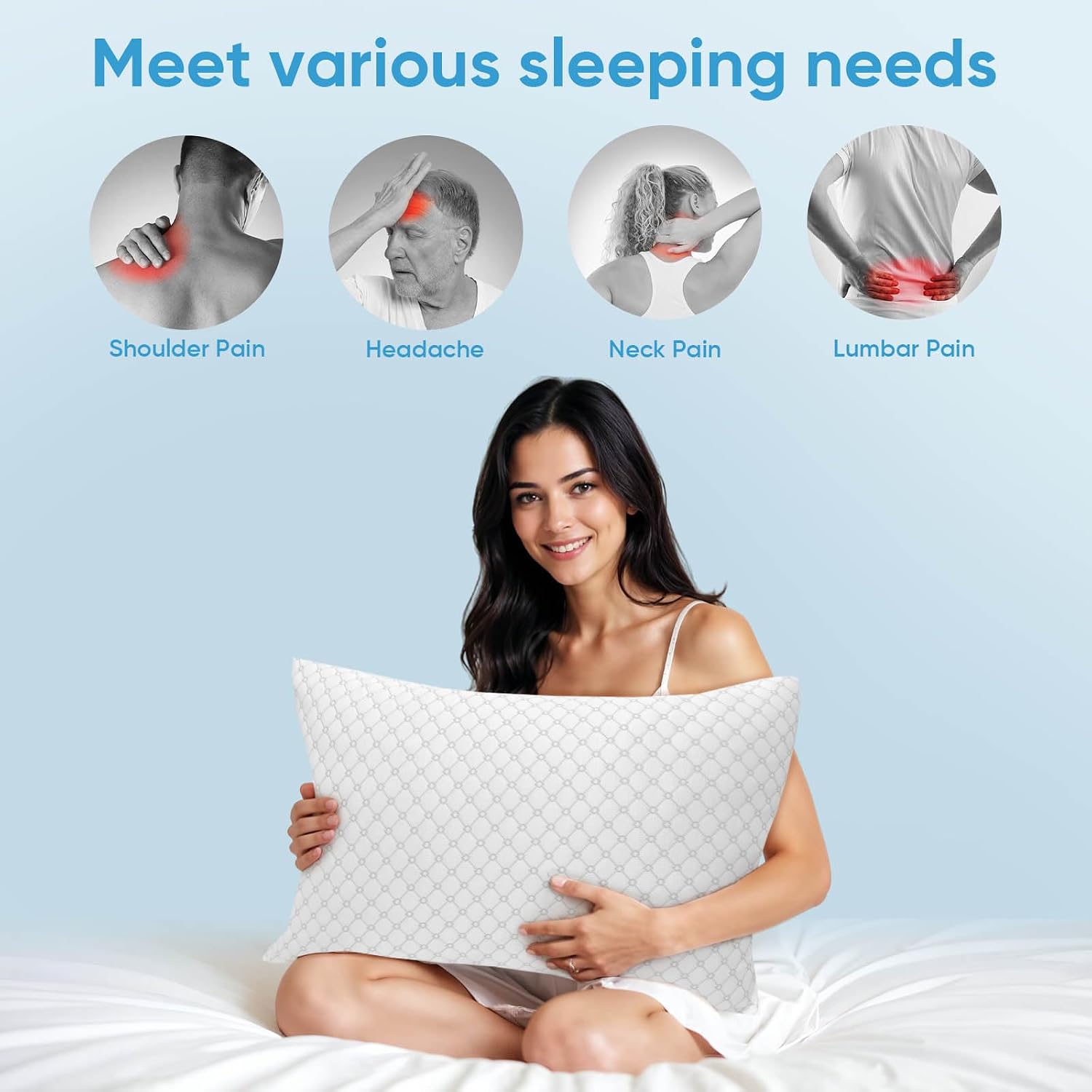 OAISZ Shredded Memory Foam Pillow, Queen Size Cooling Adjustable Firm Bed Pillow for Sleeping, Washable Removable Cover, Ideal for Side…