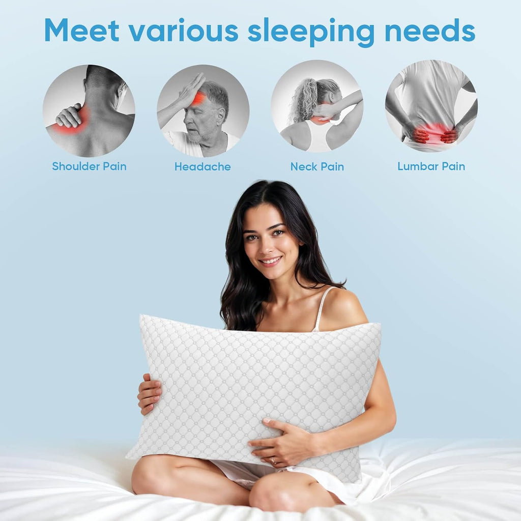 OAISZ Shredded Memory Foam Pillows, Cooling Bed Pillows Queen Size Set of 2 for Sleeping, Adjustable Firm Pillows for Side Back and…