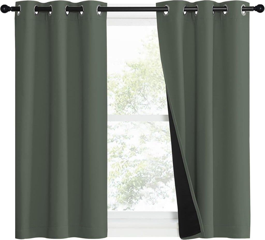 Nicetown 100% Blackout Curtains 50" Long, Pair of Energy Smart & Noise Blocking Out Drapes for Baby Room Window, Thermal Insulated Guest Ro…