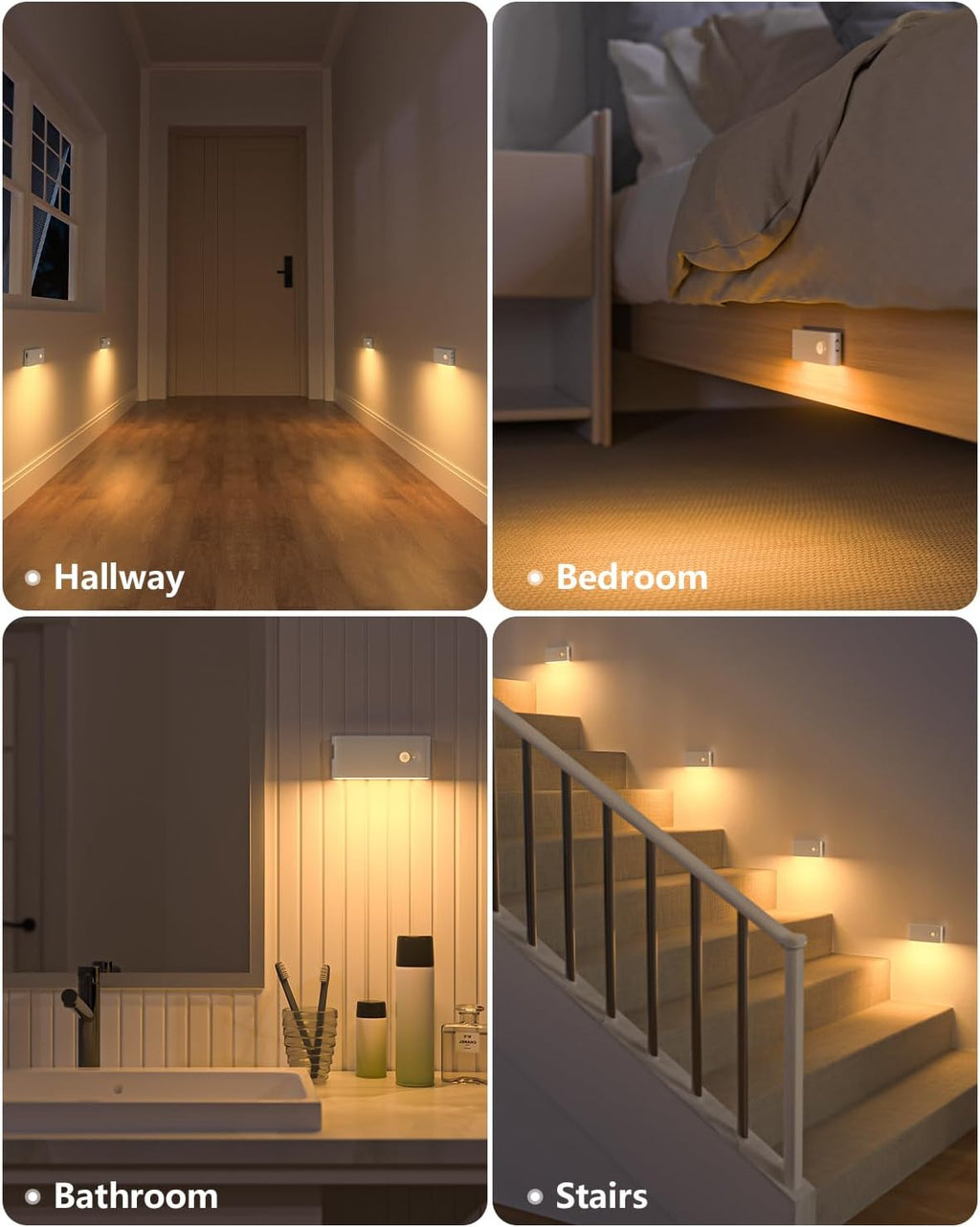 Willed Motion Sensor Night Light, Rechargeable Stair Lights Indoor, Warm White Motion Sensor Light Indoor, Battery Operated Night Light for…