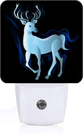 Blue Deer Night Light, Plug Into Wall Decor for Stairway, Hallway, Kitchen, Dusk to Dawn Sensor Nightlights for Boys/Girls/Women/Men Room Gifts
