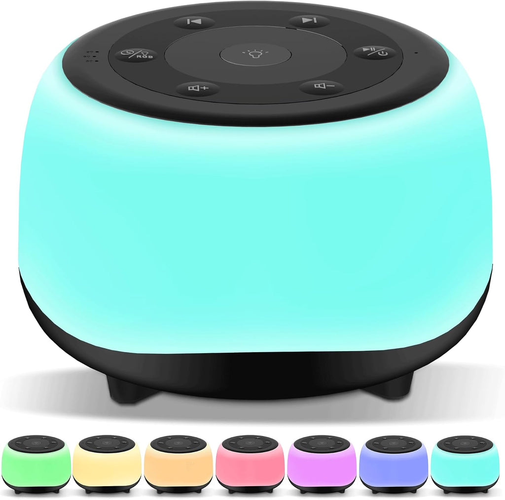 Heyaxa White Noise Sound Machine with 7 Colors Night Light 34 Soothing Sounds, Portable Sound Machine for Baby Adults Kids Sleep with 30 Vo…
