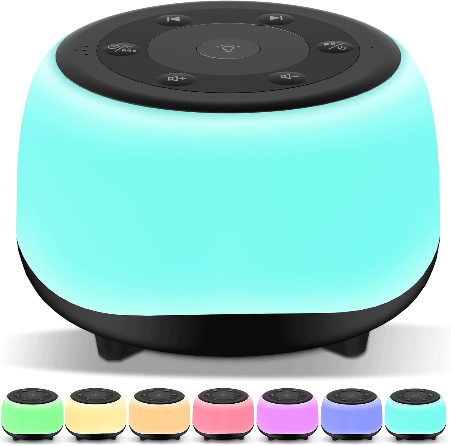 Heyaxa White Noise Sound Machine with 7 Colors Night Light 34 Soothing Sounds, Portable Sound Machine for Baby Adults Kids Sleep with 30 Vo…