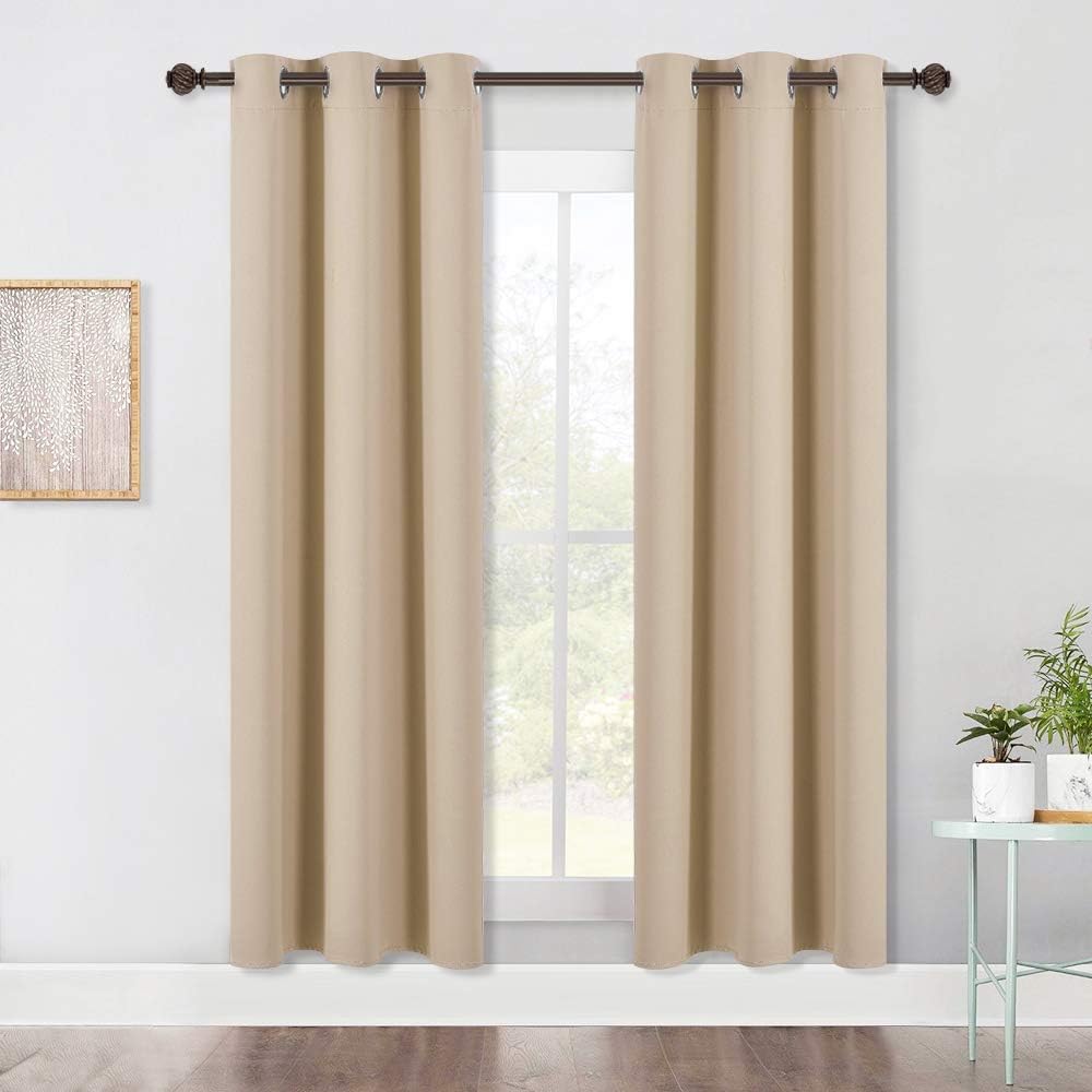 NICETOWN Thermal Room Darkening Draperies Curtains, Thermal Insulated Grommet Room Darkening Drape Panels for Bedroom (Biscotti Beige, 2…
