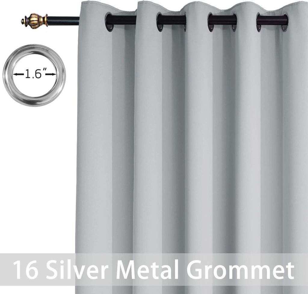 Yakamok Thermal Patio Door Curtains - Grey Blackout Room Darkening Door Blinds for Sliding Glass with Grommet Top, Split Room Divider…