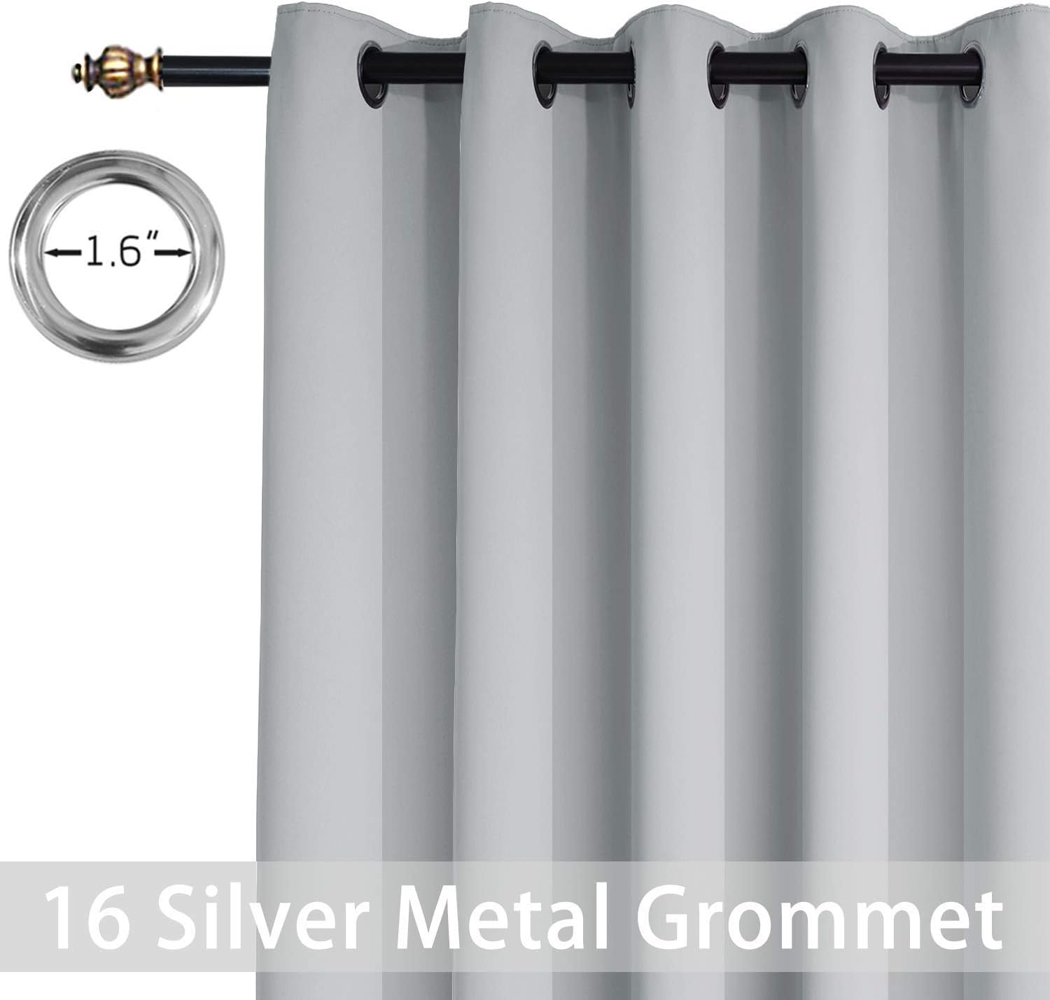 Yakamok Thermal Patio Door Curtains - Grey Blackout Room Darkening Door Blinds for Sliding Glass with Grommet Top, Split Room Divider…