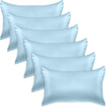 Elegantcomfort Elegant Comfort 6-Pack Baby Blue Satin Pillowcase Set with Hidden Zipper Closure, Silky Smooth for Hair and fabric comfort…